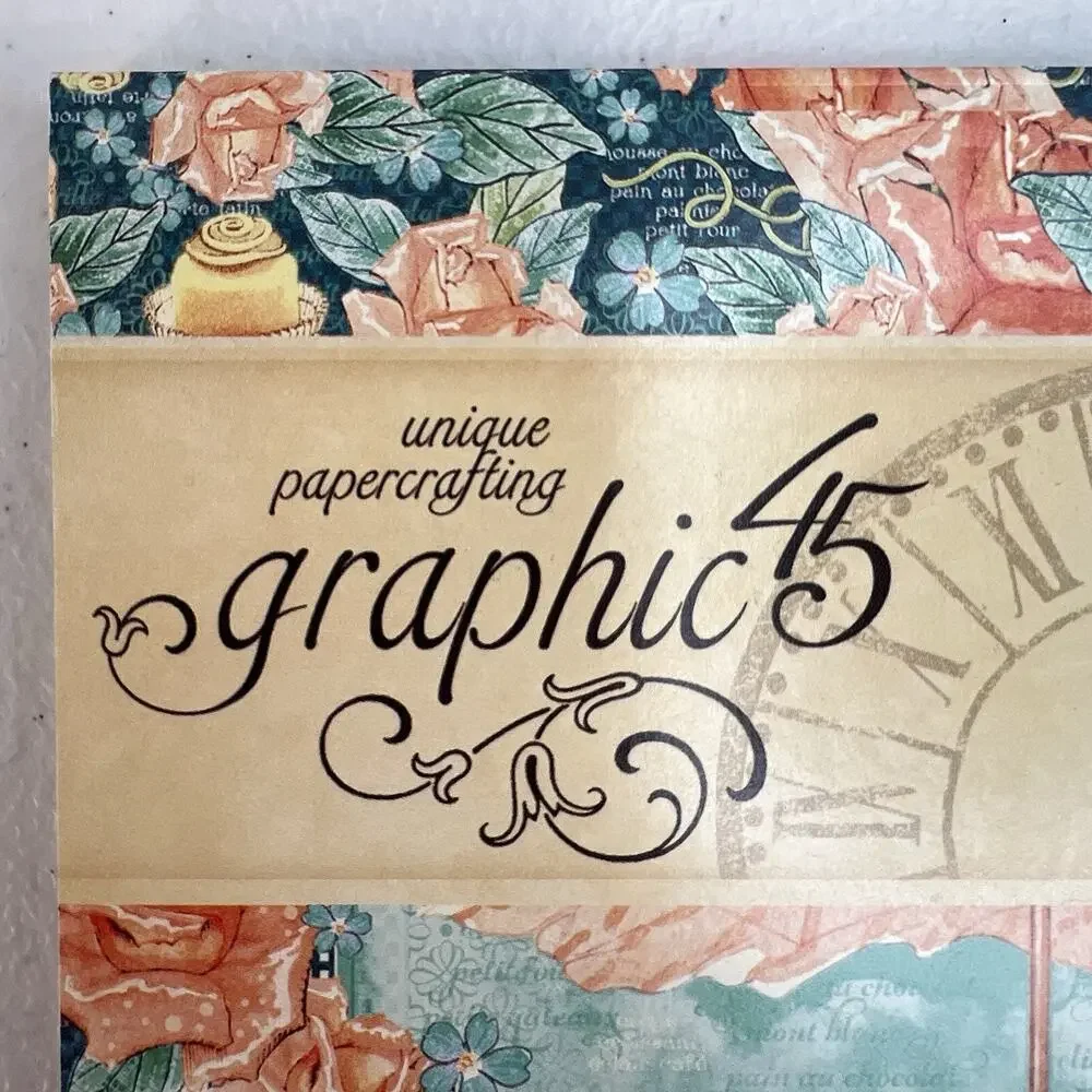 Graphic‎ 45 Cafe Parisian Collection 8 x 8 Paper Pad 2016 Scrapbooking HTF NEW